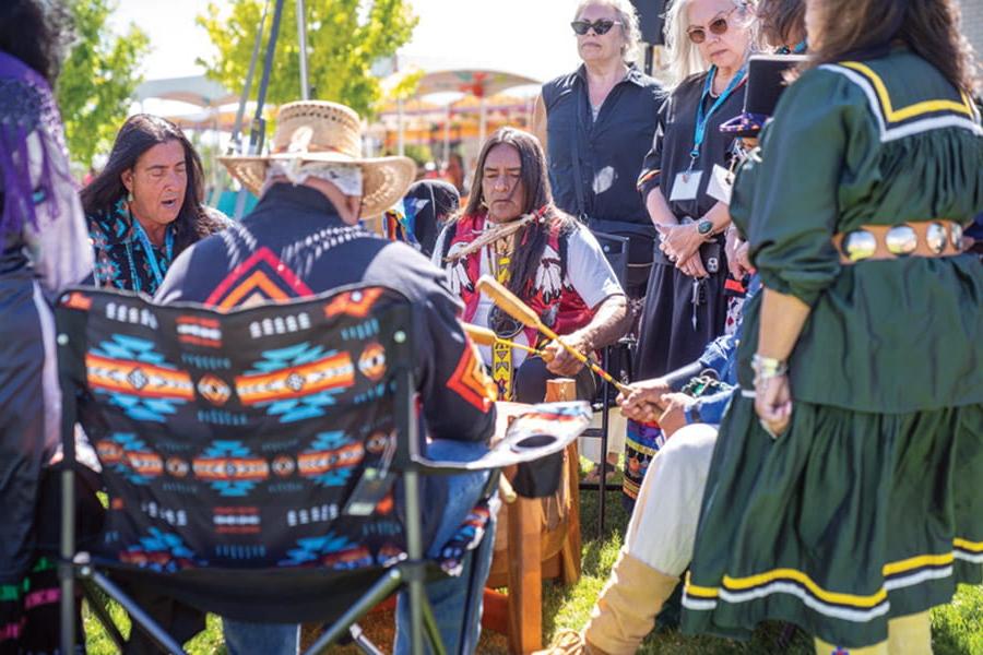 Drumming circles are enjoyed by some of the attendees of the 2023 Bi-National Indigenous Expo.